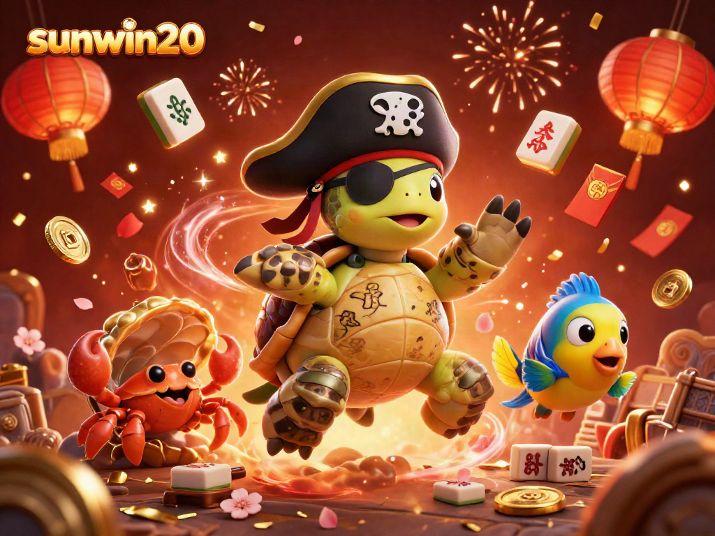 Experience the excitement of sunwin20 with vibrant characters and festive elements celebrating online gaming.