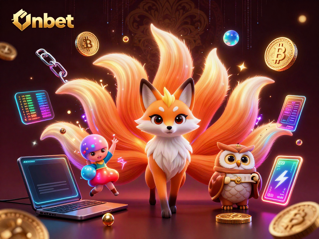 Join Onbet for a winning spirit in a vibrant, colorful casino adventure featuring crypto elements.