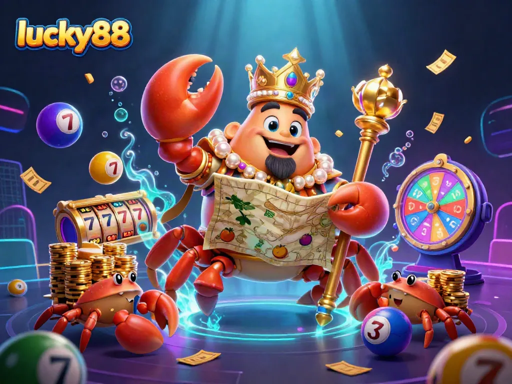 Try your luck with lucky88 in a dynamic casino setting featuring exciting elements and characters.