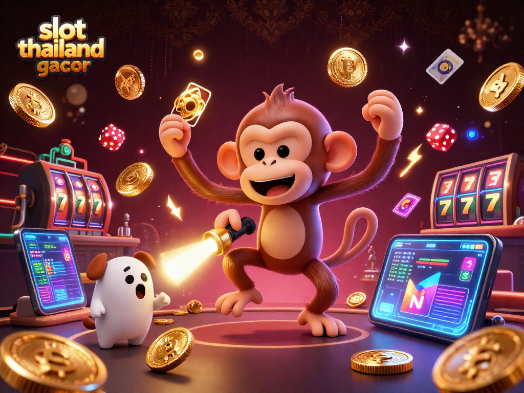 Engage with slot thailand gacor excitement in this vivid scene of a 3D animated casino adventure.