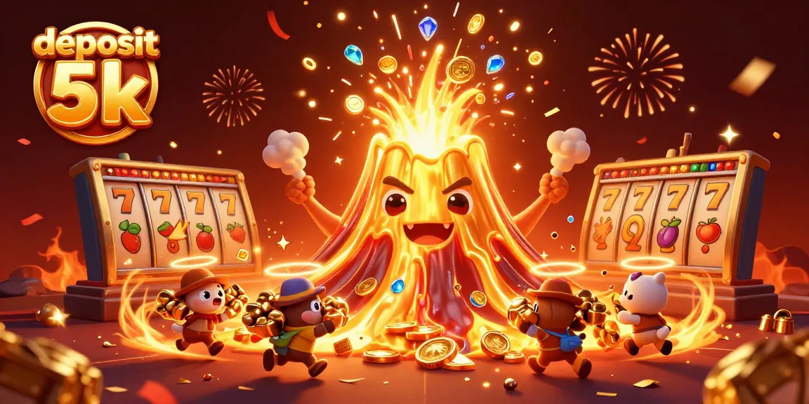 Experience excitement with deposit 5k while exploring vibrant slot reels erupting with treasures and animated characters.