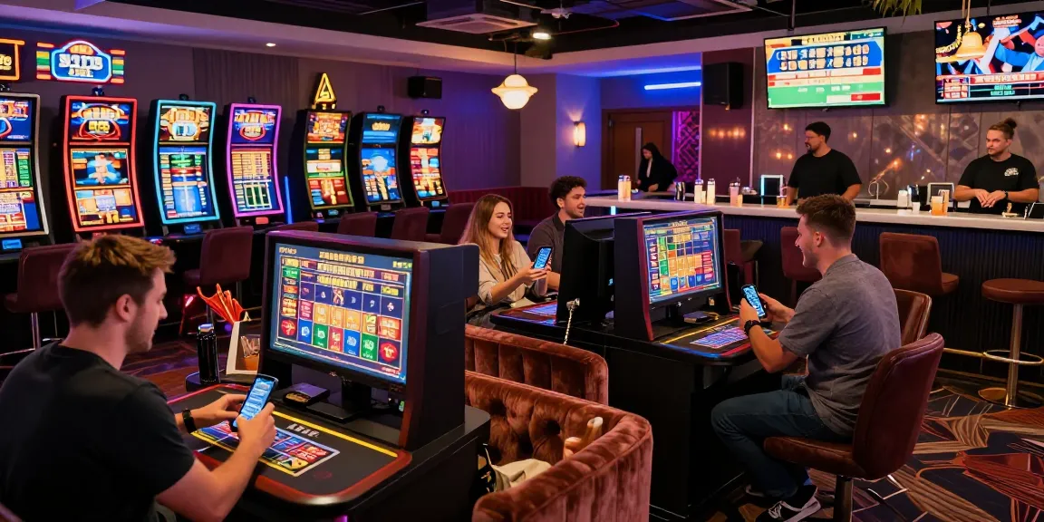 Players enjoying vegas4d online slots in a vibrant casino atmosphere