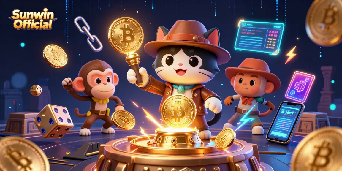 Experience the excitement of Sunwin Official with a thrilling 3D casino adventure showcasing crypto elements.