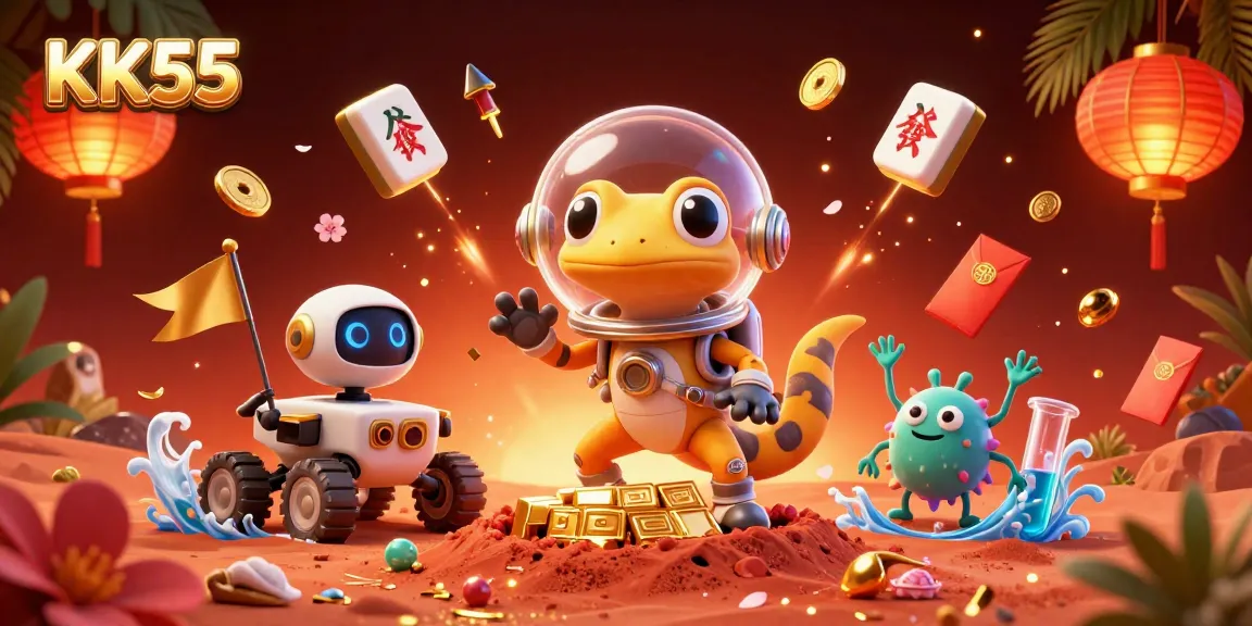 Experience exhilarating gaming at KK55, where a Martian gecko discovers a golden casino