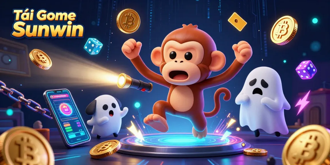 Engage in gambling excitement with Tải game Sunwin featuring dynamic golden objects and a playful poltergeist monkey.